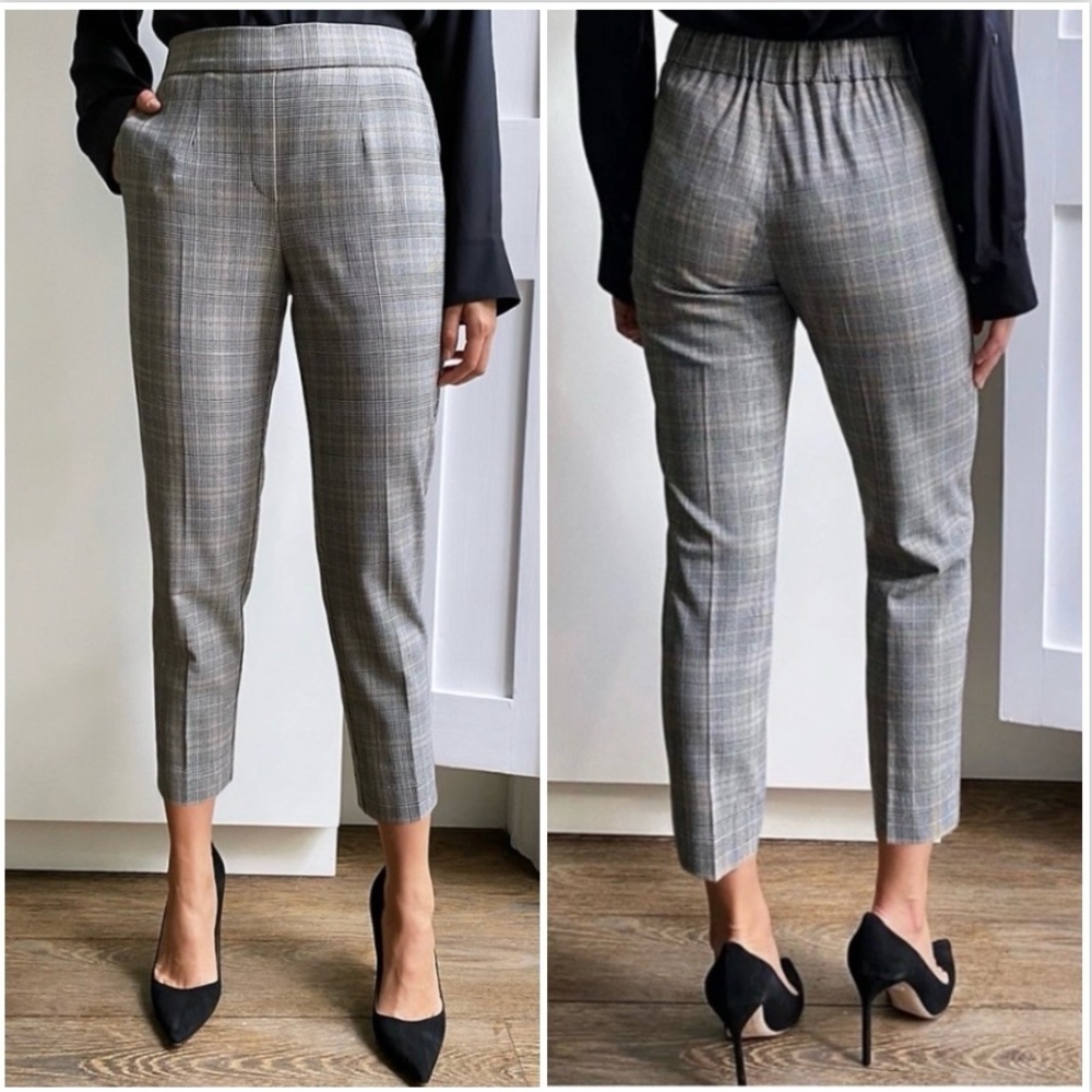 Aritzia Babaton Conan Pant Glen Plaid High Waist Cropped Pull On Trouser 2